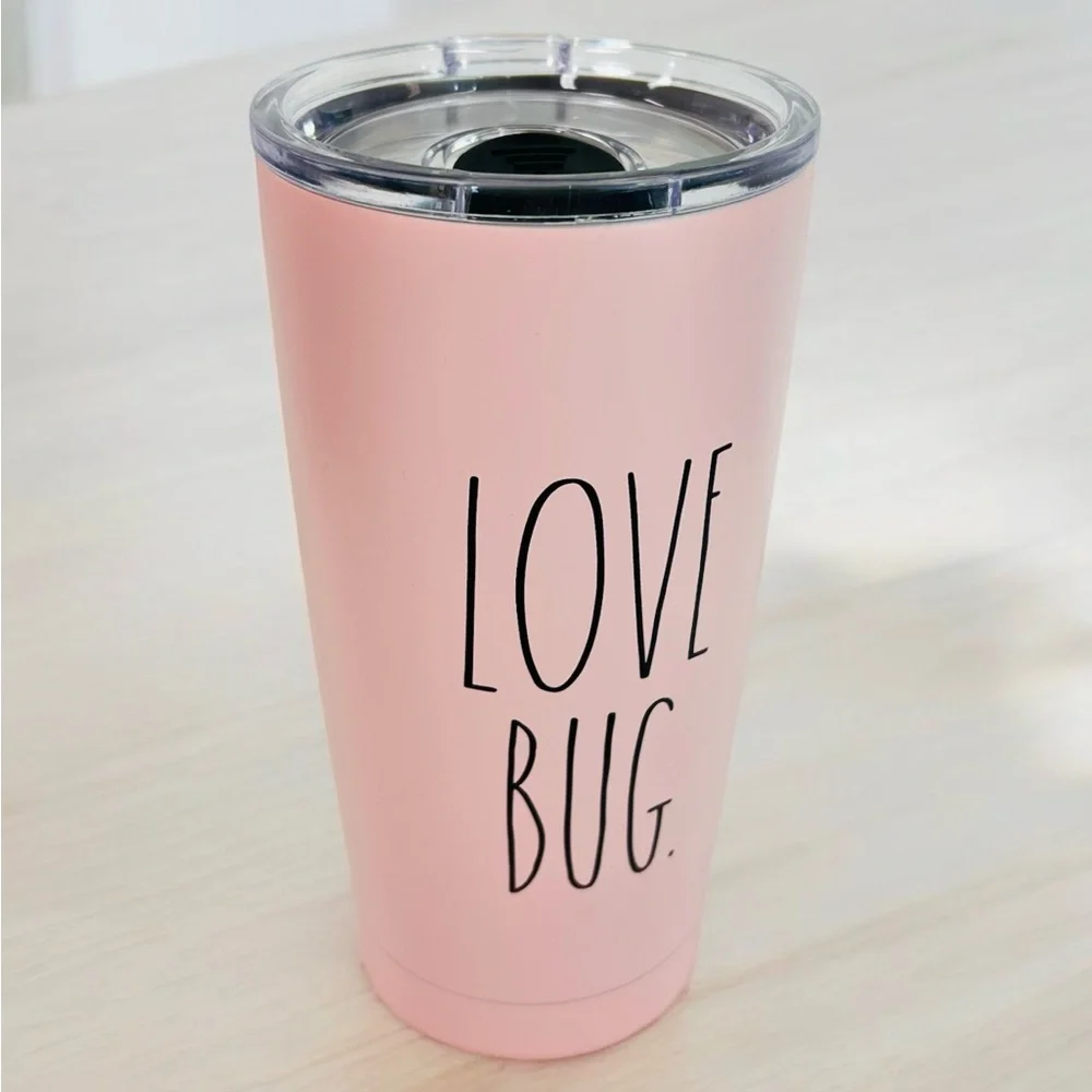 Rae Dunn Love Bug Pink Tumbler w/Lid TM075 BPA-Free Stainless Steel 17oz/500 ml
